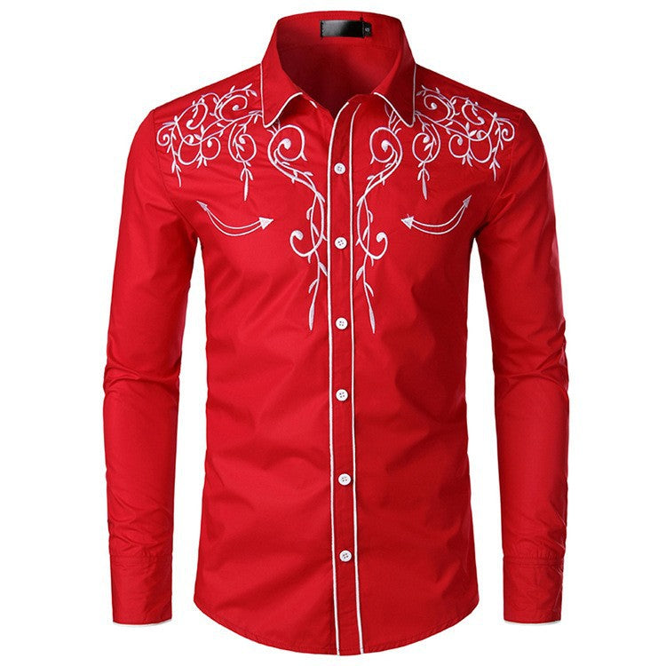 Herren Langarmhemd Modern Elegant Stickerei Slimfit