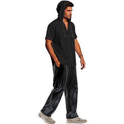 Herren Strandset Hoodie Shirt und Hose Casual Sommer