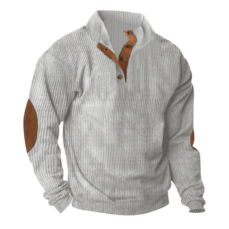 Herren Pullover Strukturiert Lederapplikationen Modern