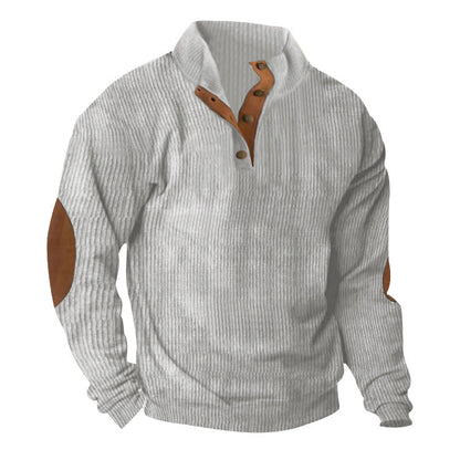 Herren Pullover Strukturiert Lederapplikationen Modern