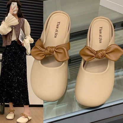 Damen Slipper Komfortabel mit Schleife Moderne Heidi Mode