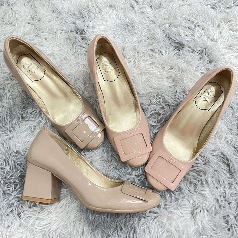 Damen Pumps mit Glanzschnalle Elegante High Heels