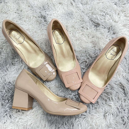 Damen Pumps mit Glanzschnalle Elegante High Heels