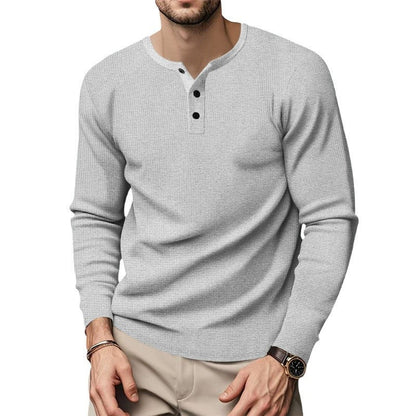 Herren Langarm-Shirt Atmungsaktiv Waffelstoff Modern