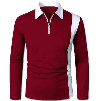 Herren Langarmshirt Sportlich Modern Farbkontrast