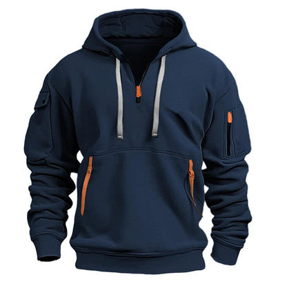 Herren Kapuzenpullover Funktional mit Reißverschlusstaschen Modern