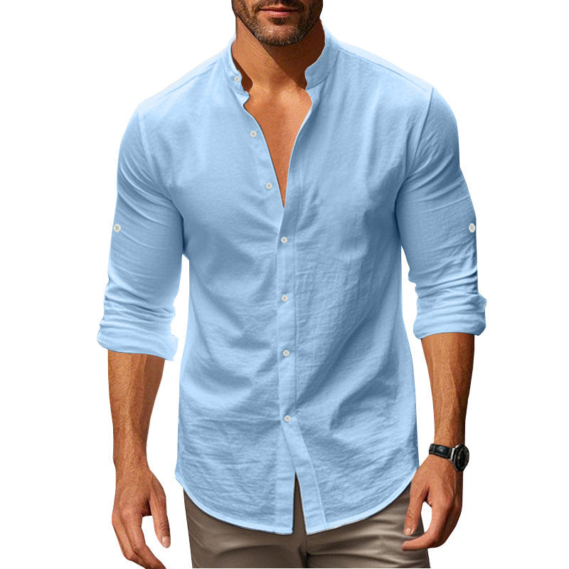 Herren Langarm-Shirt Modern mit Knöpfen