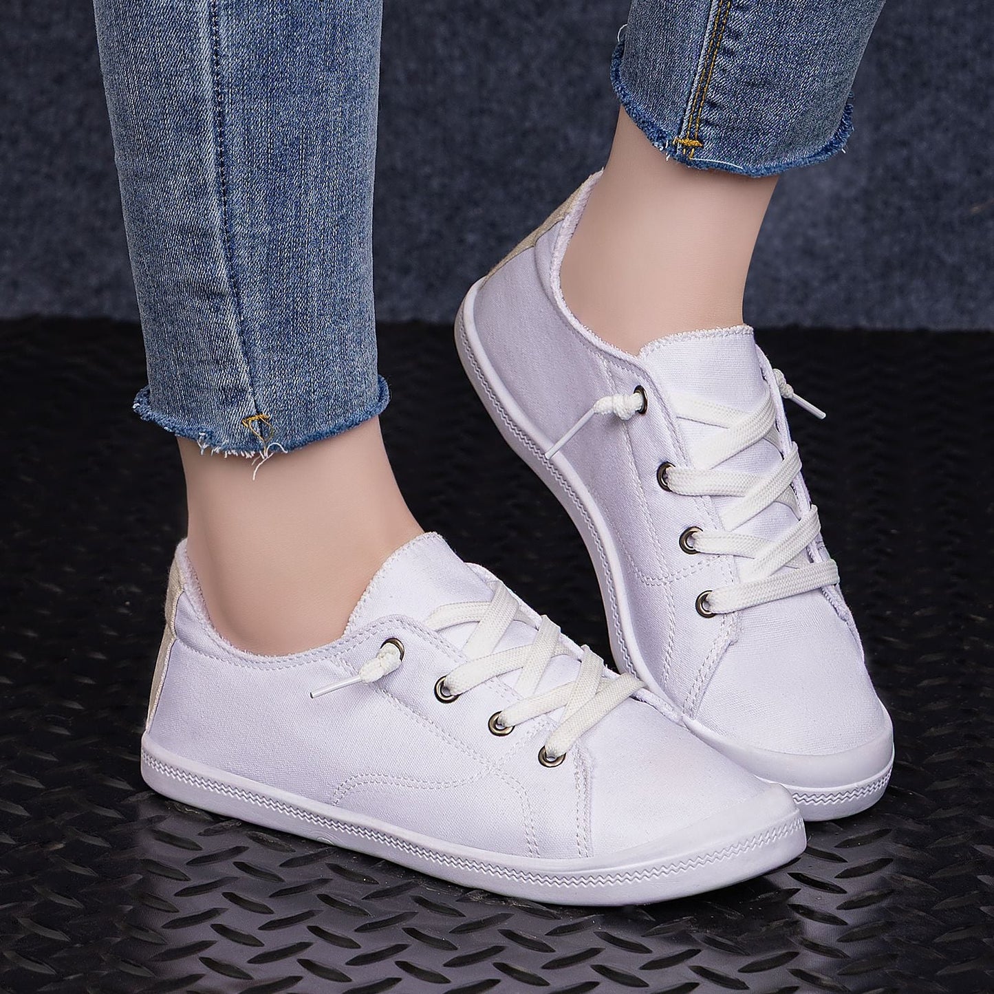 Damen Sneaker Bequem Canvas Atmungsaktiv
