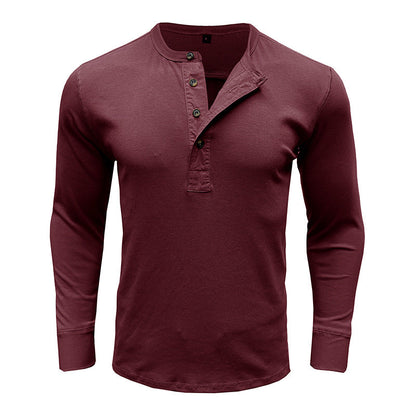 Herren Langarmshirt Knopfvorderteil Modern Strukturiert