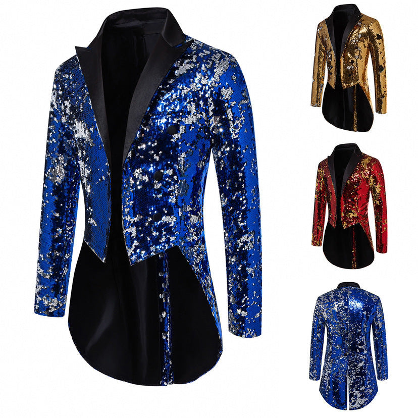 Herren Sakko Glitzer Pailletten Anzugjacke Glamour
