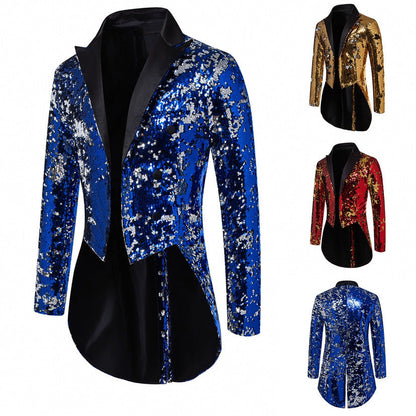 Herren Sakko Glitzer Pailletten Anzugjacke Glamour