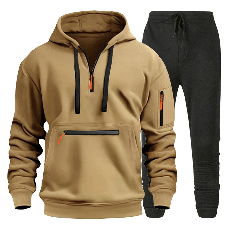Herren Sport Hoodie Jogginghose Set Grau Sportlich