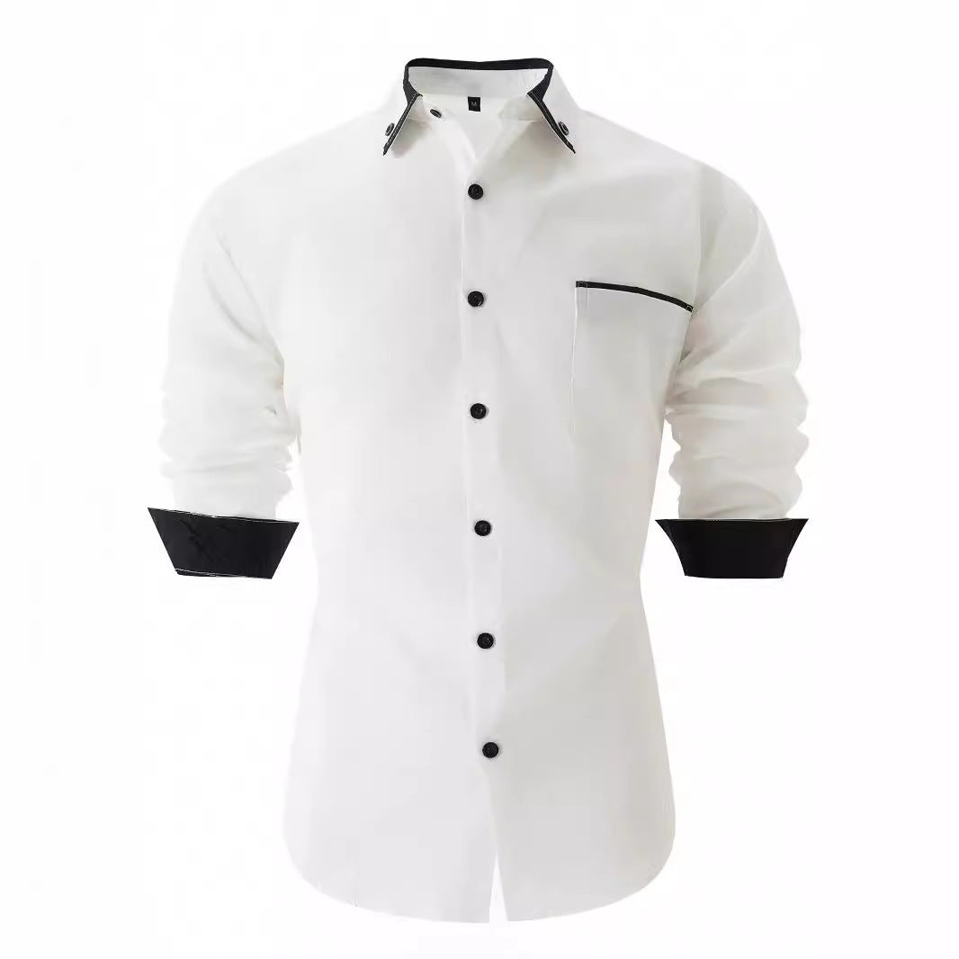 Herren Langarmhemd mit Kontrastdetails Modern Stylish - BerlinGlamour