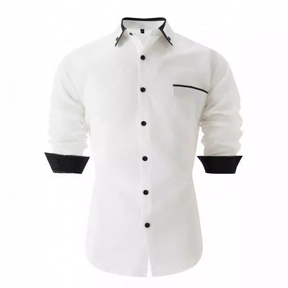 Herren Langarmhemd mit Kontrastdetails Modern Stylish - BerlinGlamour