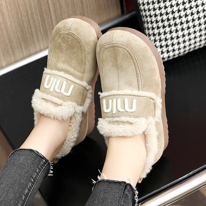 Damen Sneaker Plüsch Bequem Veloursleder Schwarz