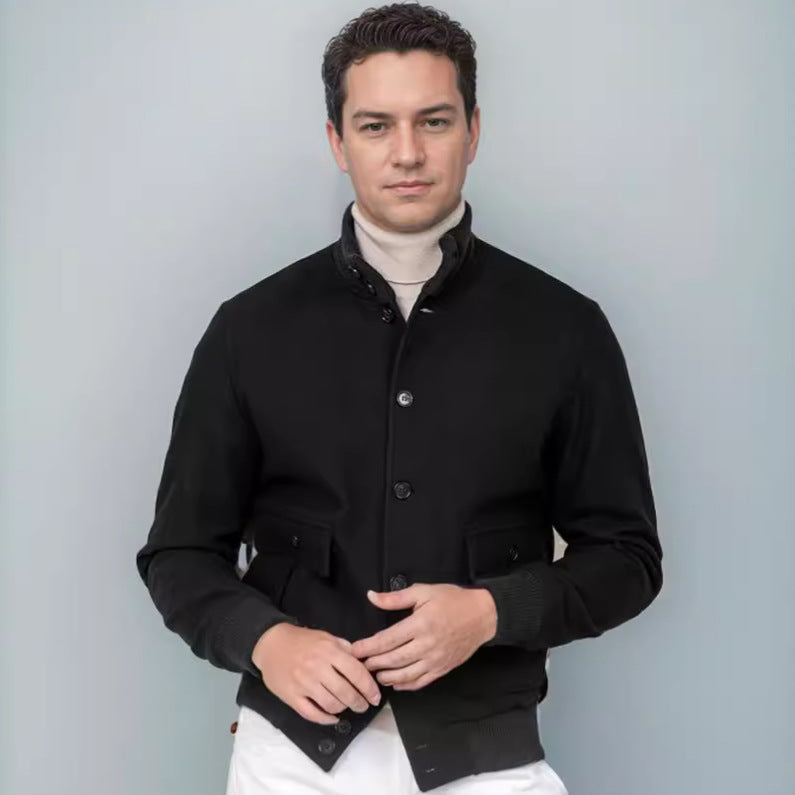 Herren Übergangsjacke Modisch Mit Stehkragen Reißverschlusstaschen