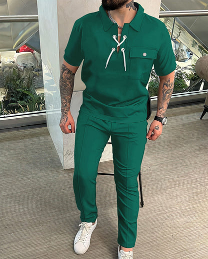 Herrenanzug Kurz Slim Fit Mit Kordelzug Detail Modern