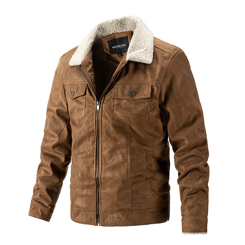 Herren Übergangsjacke Warm Kunstfellkragen Praktisch