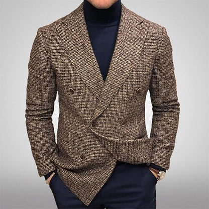 Herren Blazer Kariert Elegant Modern mit Doppelknöpfen