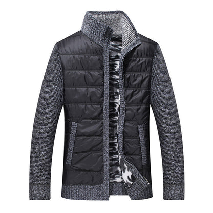 Herren Steppjacke Warm Gefüttert Kragenhoher Wintermantel