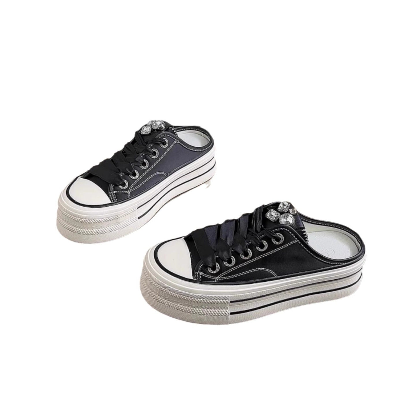 Damen Plateau Sneaker Glänzend Schnürsenkel Modern
