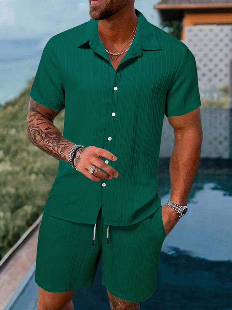 Herren Kurzarm Set Sportlich Modern Struktur