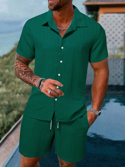 Herren Kurzarm Set Sportlich Modern Struktur