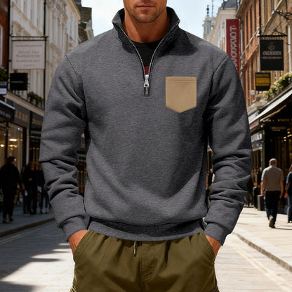Moderner Herren Sweatshirt mit Reißverschluss und Tasche