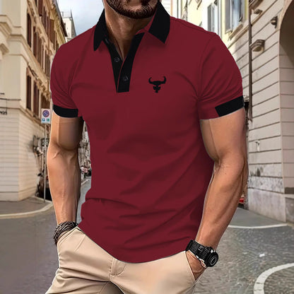 Herren Poloshirt Modern mit Kontrastkragen und Stickerei - BerlinGlamour