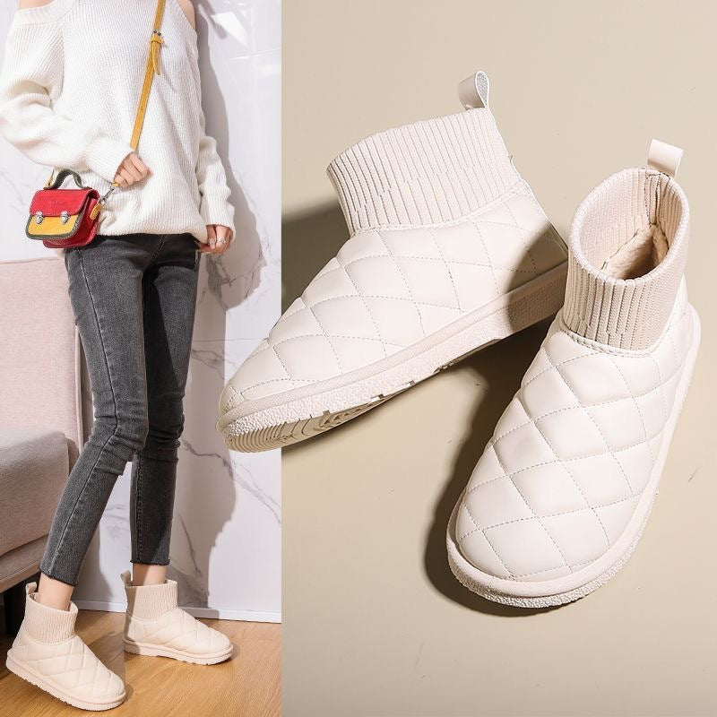 Damen Winterboots Bequem Elastisch Rutschfest
