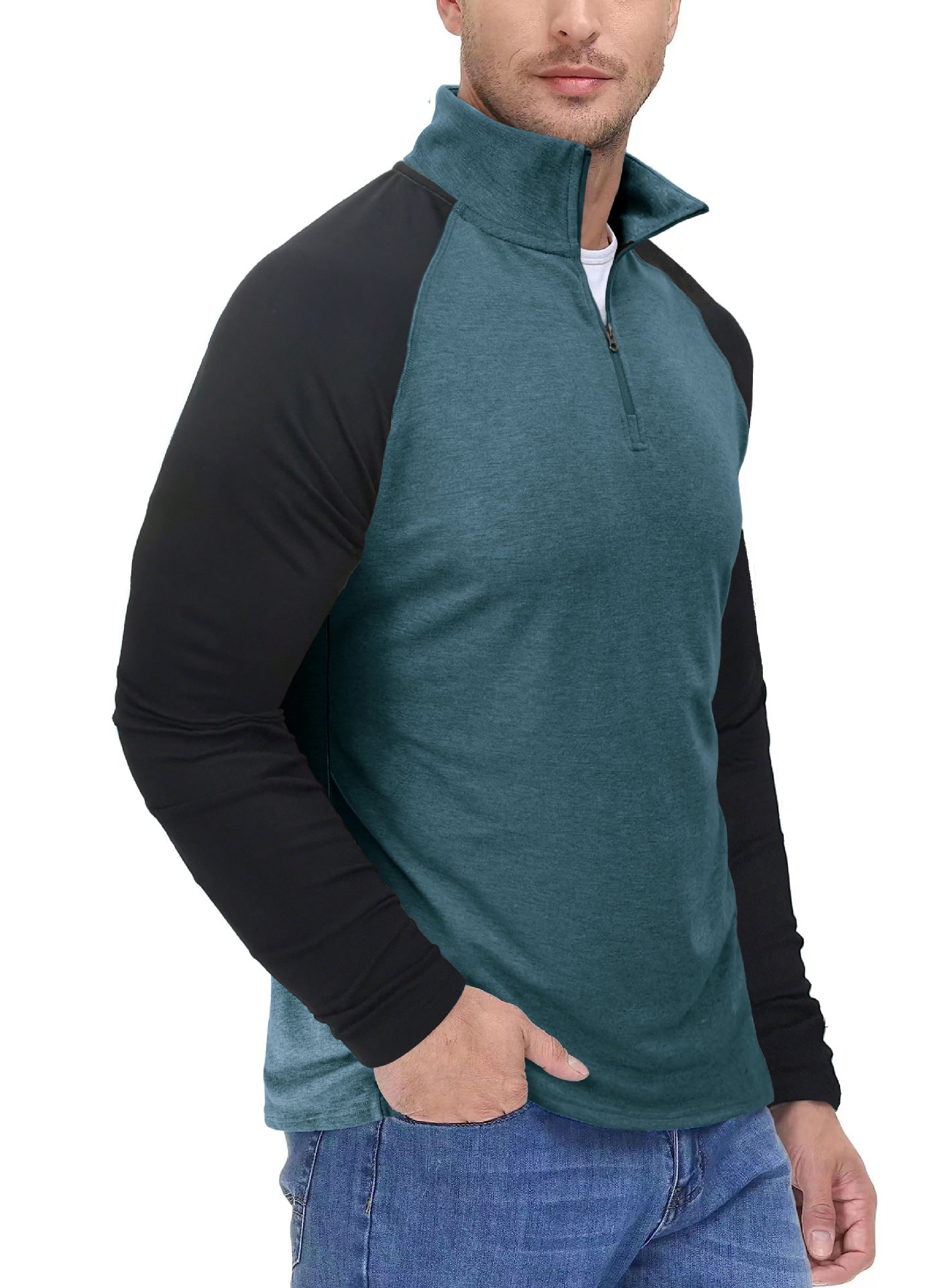 Herren Sportpullover Langarm mit Reißverschluss Ergonomisch