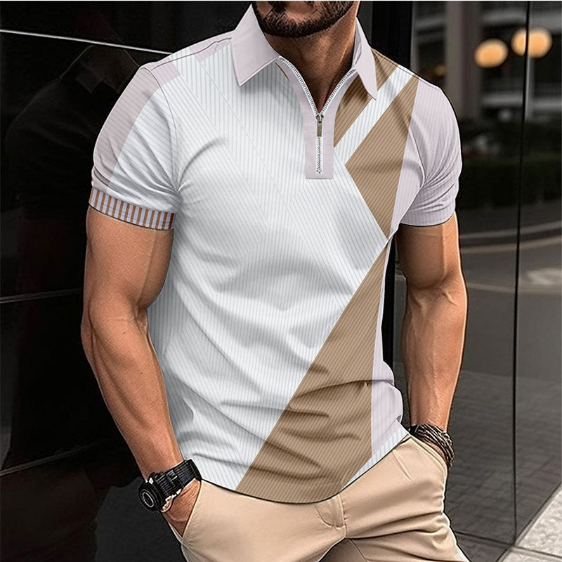Herren Poloshirt Kurzarm Modern Geometrisches Design - BerlinGlamour