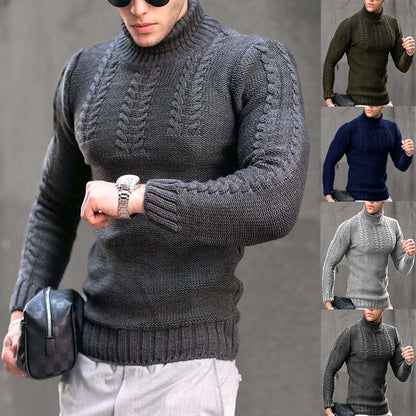 Herren Strickpullover Hochkragen Modisch Glatt - BerlinGlamour