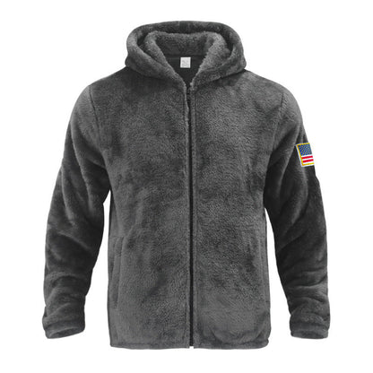Herren Fleece Hoodie Kapuze Reißverschluss Warm
