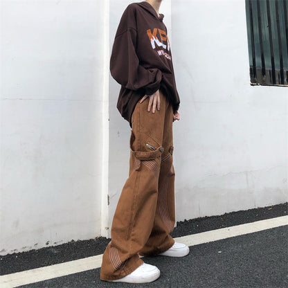 Herren Cargo-Hosen Modern mit Kontrastnähten und Reißverschluss