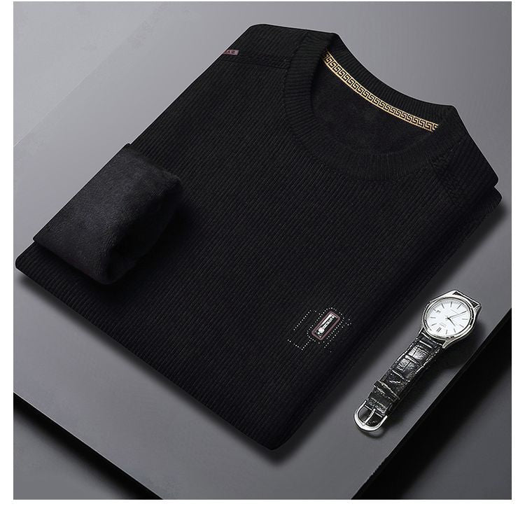 Herren Pullover Modern Rundhals mit Kontrastkragen