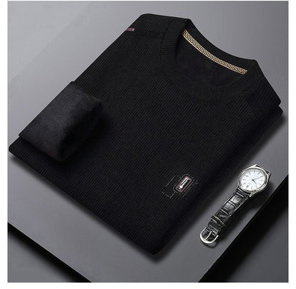 Herren Pullover Modern Rundhals mit Kontrastkragen
