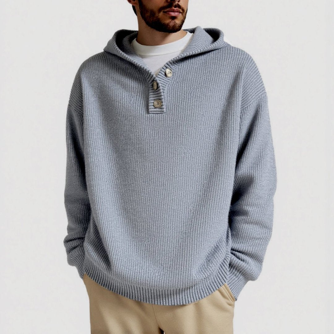 Herren Pullover Kapuze Strukturiert Zopfmuster Modern