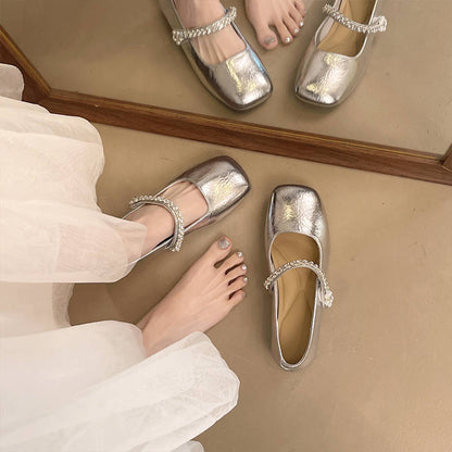 Damen Ballerinas Elegante Mary Jane Schuhe Komfort Innensohle