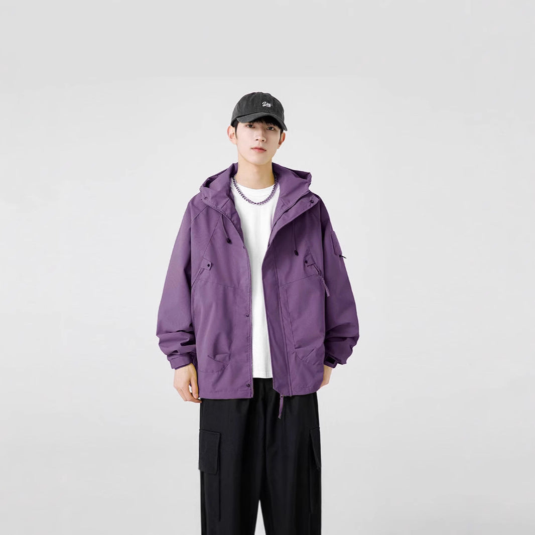 Herren Windbreaker Jacke Kapuzenjacke Wasserabweisend Funktionell