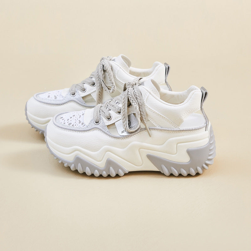 Damen Plateau Sneaker Atmungsaktiv Dicksohlige Schuhe