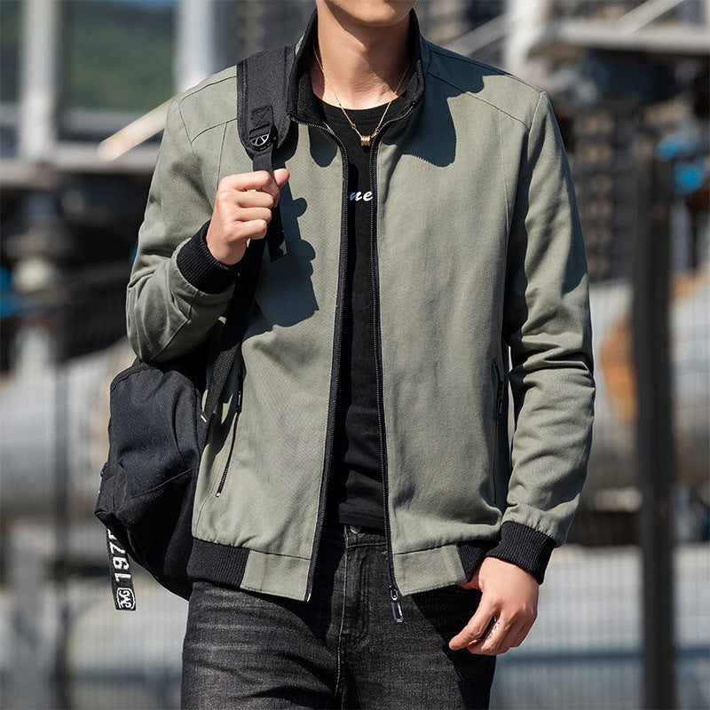 Herren Lederjacke Übergangsjacke Reißverschluss Stehkragen Modern - BerlinGlamour