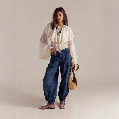 Damen Hose Cargo Bequem Weite Passform