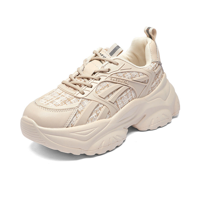 Damen Sneaker Chunky atmungsaktiv Mesh Weite Sohle Schwarz