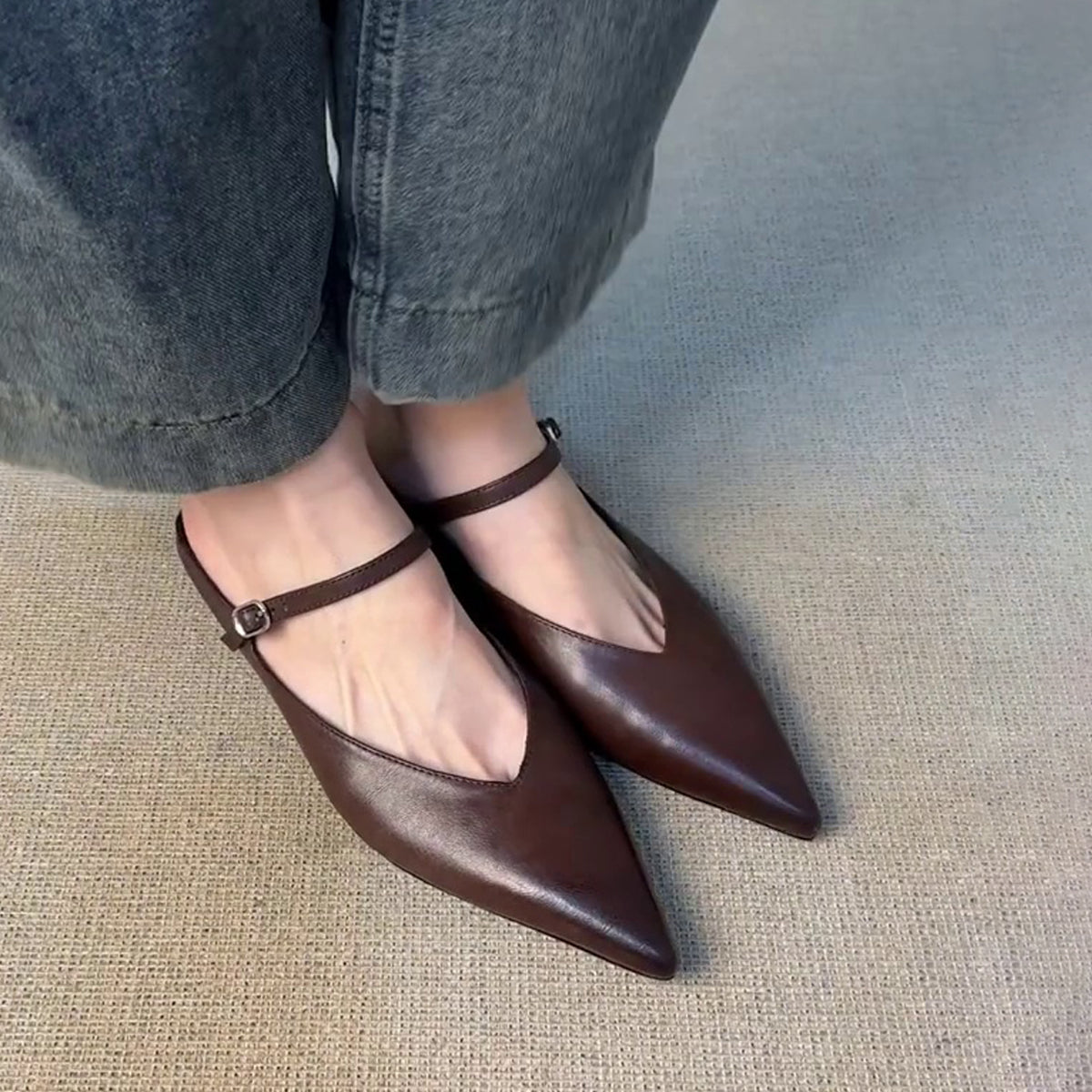Damen Slingback Schuhe Elegante Spitze Ballerinas