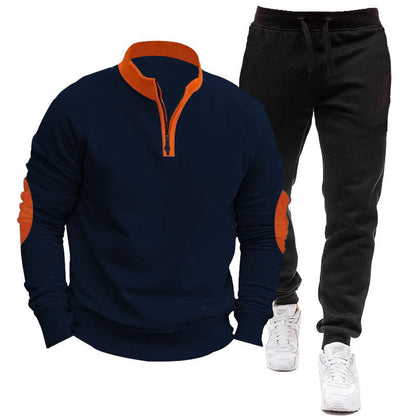Herren Sportanzug Hoodie Jogger Kontrast Ärmel