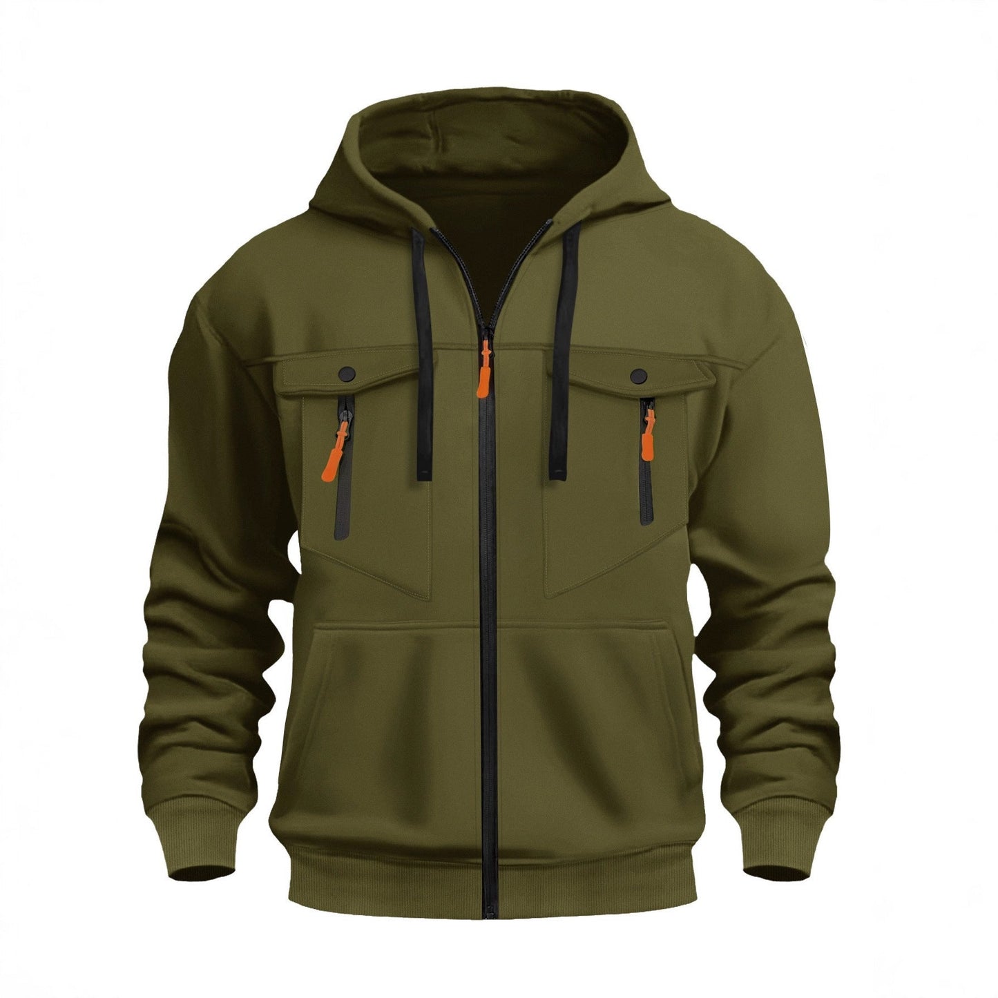 Herren Kapuzenjacke Funktionell Reißverschluss Taschen Outdoor
