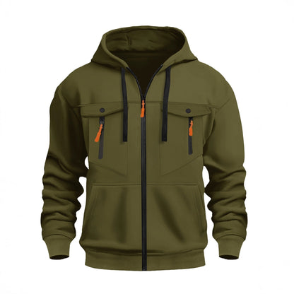Herren Kapuzenjacke Funktionell Reißverschluss Taschen Outdoor