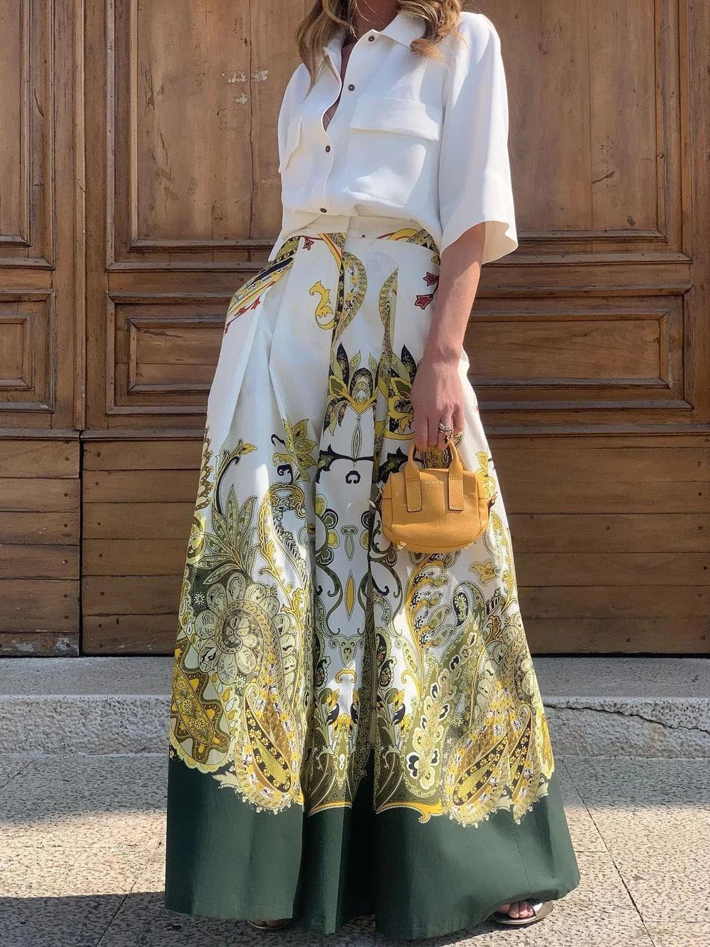 Weite Damen Hose Palazzo Style Großes Muster - BerlinGlamour