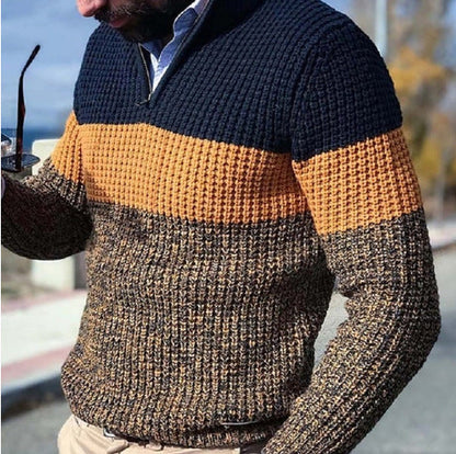 Herren Strickpullover Struktur Optik Halbzipp - BerlinGlamour